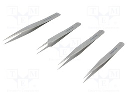 Tweezers; Pcs: 4; for precision works; Blades: straight