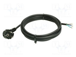 Cable; 3G1mm2; CEE 7/7 (E/F) plug angled,wires; PVC; 3m; black
