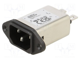 Filtered IEC Power Entry Module, IEC C14, General Purpose, 6 A, 250 VAC
