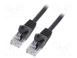 Patch cord; U/UTP; 6; stranded; CCA; PVC; black; Len: 1m; 26AWG