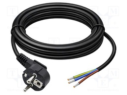 Cable; 3G0.75mm2; CEE 7/7 (E/F) plug angled,wires; PVC; 1.5m