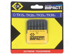 Screwdriver bits; Pcs: 6; Package: blister; 50mm; Bit: Torx®