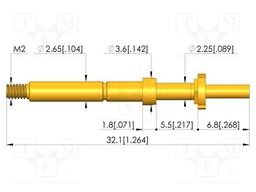 Test needle; Spring compression: 4mm; 5mm; 8A; CuBe; gold-plated
