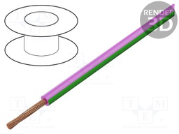 Wire; H05V-K,LgY; stranded; Cu; 1.5mm2; PVC; pink-green; 300V,500V