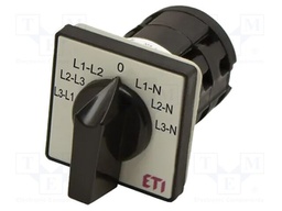 Switch: voltmeter cam switch; Stabl.pos: 4; 16A; 0-L1L2-L2L3-L3L1