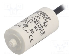 Capacitor: motors, run; 5uF; 425VAC; Ø28x55mm; -25÷85°C; ±5%