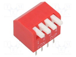 Switch: DIP-SWITCH; Poles number: 4; OFF-ON; 0.025A/24VDC; Pos: 2/4
