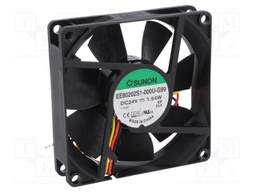 Fan: DC; axial; 24VDC; 80x80x20mm; 61.16m3/h; 38dBA; slide bearing