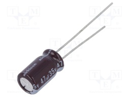 Capacitor: electrolytic; THT; 47uF; 35VDC; Ø6.3x11mm; Pitch: 2.5mm