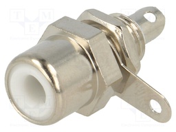 Socket; RCA; female; straight; soldering; brass; nickel plated