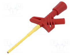 Clip-on probe; pincers type; 3A; red; Grip capac: max.3mm; 2mm