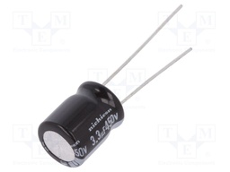 Capacitor: electrolytic; THT; 3.3uF; 450VDC; Ø10x12.5mm; Pitch: 5mm