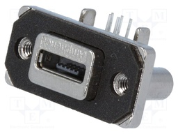 Socket; USB AB micro; MUSB; on PCBs,for panel mounting,screw
