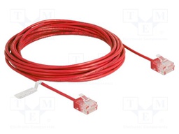 Patch cord; U/UTP; Cat: 6; RJ45 plug,both sides; 5m; PVC; red; 32AWG