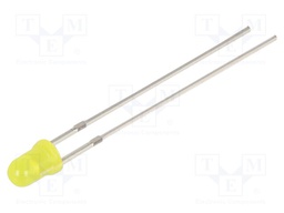LED; 3mm; yellow; 220÷330mcd; 40°; Front: convex; 2.1÷2.6V; -30÷85°C