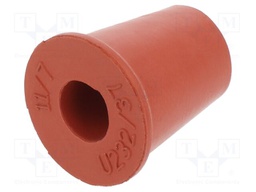 Grommet; caoutchouc; L: 17.5mm; -20÷200°C; Øcable: 7mm; red