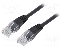 Patch cord; U/UTP; 5e; stranded; CCA; PVC; black; Len: 0.5m; 26AWG
