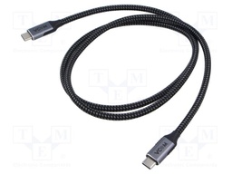Cable; USB 3.2; USB C plug,both sides; 1m; black; 20Gbps; textile