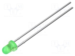 LED; yellow green; 3mm; 20÷45mcd; 60°; Front: convex; 1.6÷2.4VDC