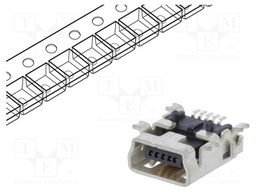 Socket; USB B mini; SMT; PIN: 5; horizontal