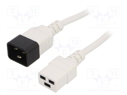 Cable; 3x1.5mm2; IEC C19 female,IEC C20 male; PVC; 5m; white; 16A