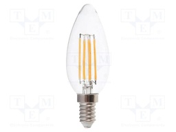 LED lamp; white warm; E14; 220÷240VAC; 400lm; P: 4W; 300°; 3000K
