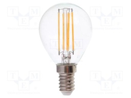LED lamp; white warm; E14; 220÷240VAC; 800lm; P: 6W; 300°; 2700K