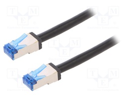 Patch cord; S/FTP; 6a; stranded; Cu; PE; black; 10m; 26AWG