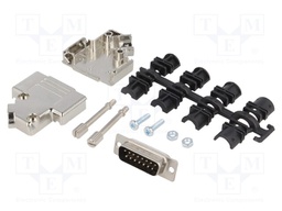 D-Sub; PIN: 15; plug; male; shielded; soldering; for cable; black