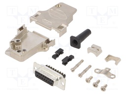 D-Sub; PIN: 15; plug; female; soldering; for cable; black