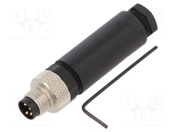 Connector: M8; male; PIN: 4; straight; for cable; plug; 4A; 30V; IP67