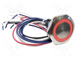 Switch: vandal resistant; DPST-NO + DPST-NC; 2A/48VDC; IP65; red