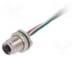 Connector: M5; socket; female; cables; PIN: 4; IP67; 60V; 100mm; 1A