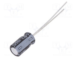 Capacitor: electrolytic; THT; 2.2uF; 50VDC; Ø5x9mm; Pitch: 2mm; ±20%