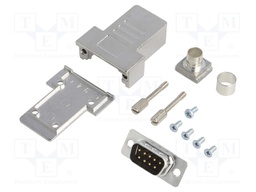 D-Sub; PIN: 9; plug; male; soldering; for cable; black