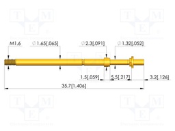 Test needle; Spring compression: 4mm; 5mm; 8A; CuBe; gold-plated