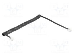 Cable: telephone; coiled; RJ11 plug,both sides; black; 32AWG