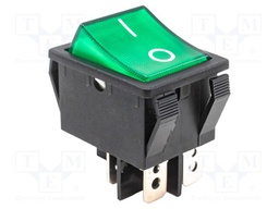 ROCKER; DPST-NO; Pos: 2; ON-OFF; 16A/250VAC; green; neon lamp; R5