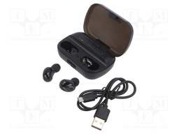 Wireless headphones with microphone; black; Features: with LED