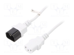 Cable; IEC C13 female,IEC C14 male; PVC; 0.5m; white; 10A; 250V