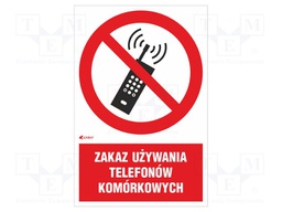 Safety sign; prohibitory; Mat: PVC; W: 200mm; H: 300mm