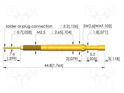 Test needle; Spring compression: 4mm; 5mm; 3A; CuBe; gold-plated