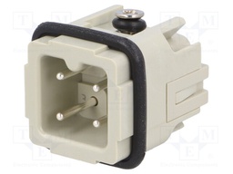 Connector: HDC; contact insert; male; DA; PIN: 4; 3+PE; size D3A