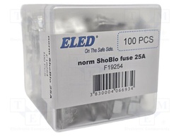 Fuse: fuse; 25A; 32VDC; automotive; 19.09mm; 19.09x5.12x18.87mm