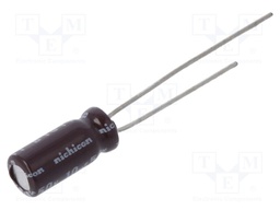 Capacitor: electrolytic; THT; 10uF; 50VDC; Ø5x11mm; Pitch: 2mm; ±20%