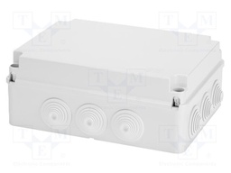 Enclosure: junction box; X: 254.5mm; Y: 334.5mm; Z: 128mm; plastic
