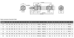 Round cylinder; Piston diam: 25mm; Piston stroke: 200mm; 1÷10bar