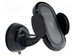 Car holder; black; for windscreen; Size: 55-85mm; 10W; Standard: Qi
