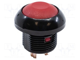 Switch: push-button; Pos: 2; SPST-NO; 0.2A/50VDC; 0.5A/48VAC; red