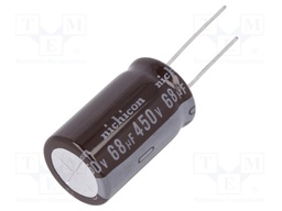 Capacitor: electrolytic; THT; 68uF; 450VDC; Ø18x31.5mm; ±20%